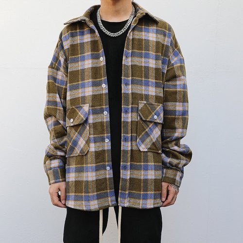 kami no1208 plaid woolen jacket 502321