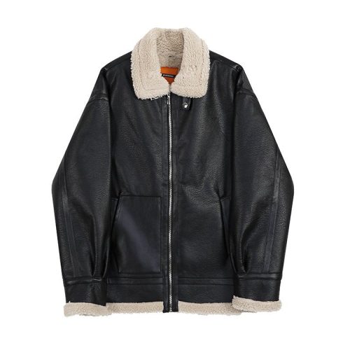 kami no1239 leather sherpa jacket 144466